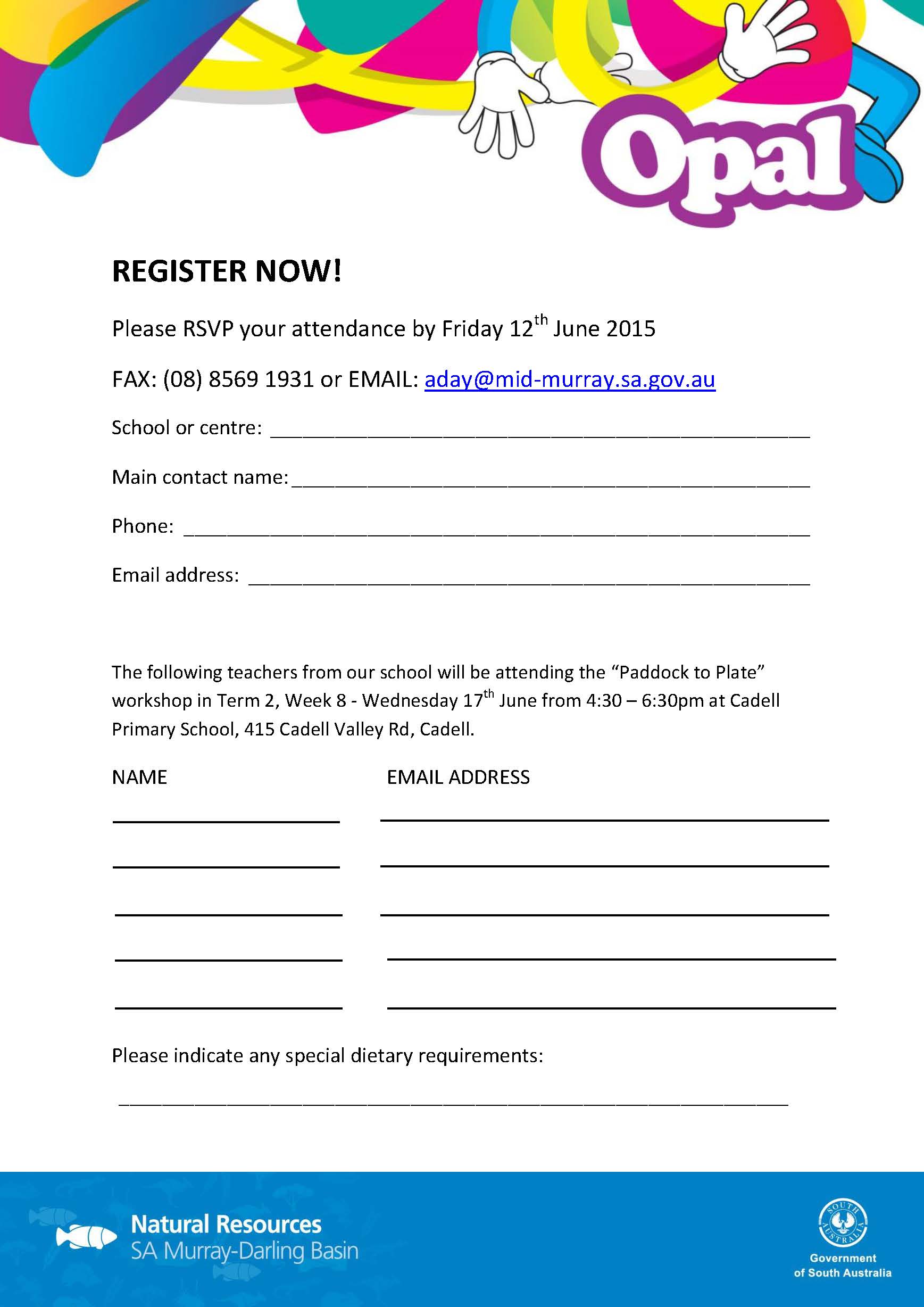 Paddock to Plate registration form